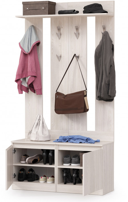 КР100 Ника прихожая № 01, цвет ясень анкор светлый, ШхГхВ 107,6х38,1х207,9 см., универсальная сборка