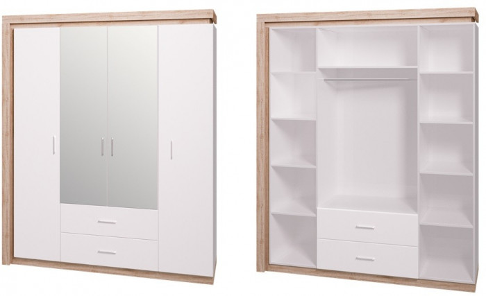 Шкаф 4-х дверный с зеркалом 16 Люмен