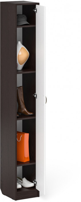 Прихожая П-6-350 Пенал, цвет венге/фасады МДФ белое дерево фрезеровка ромб, ШхГхВ 30х35х210 см., универсальная сборка