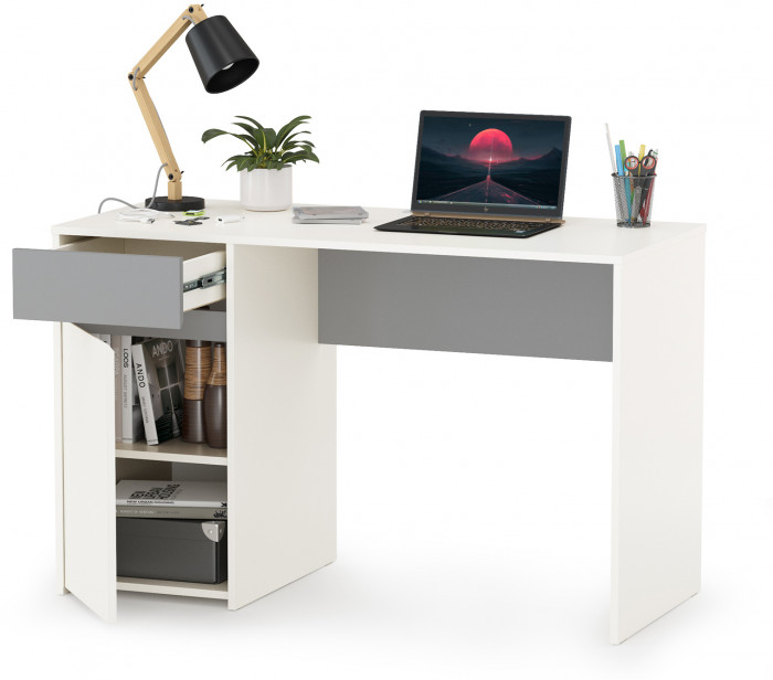 Торонто 12.149 Стол, цвет белый шагрень/стальной серый, ШхГхВ 120х53,1х75,3 см., универсальная сборка