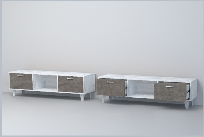 Эго Тумба Т-3 НГ (Глянец Белый/Бетон Светлый)