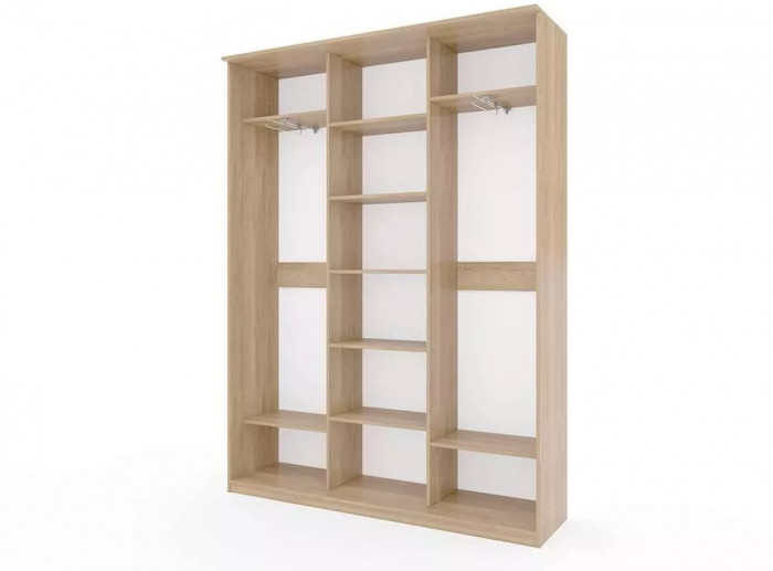 Шкаф купе Модерн 1776х450 3-х дверный 3-х секционный зеркальный с пескоструем №1 ясень