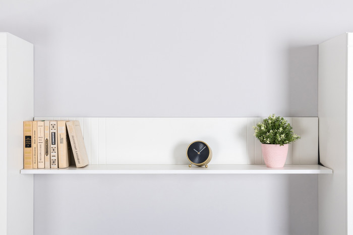 Валенсия Гостиная № 064, цвет ЛДСП белый шагрень/МДФ белый шагрень, ШхГхВ 301,3х38,3х225,2 см., ниша для ТВ 133х38х117 см.