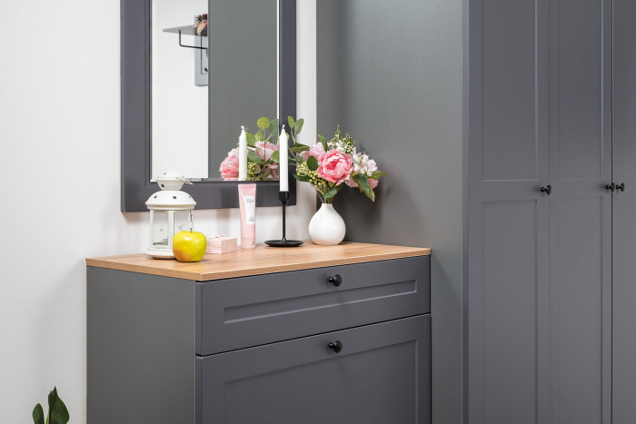 Остин Прихожая 49, цвет серый графит/дуб крафт золотой, ШхГхВ 280х54,3х229,6 см., универсальная сборка