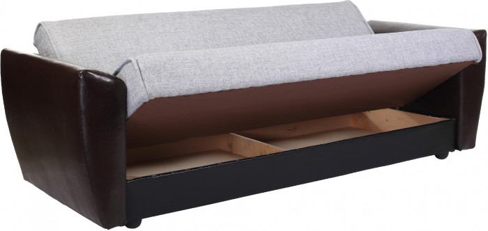 Диван-книжка Амстердам, 120х190, рогожка/экокожа, серый