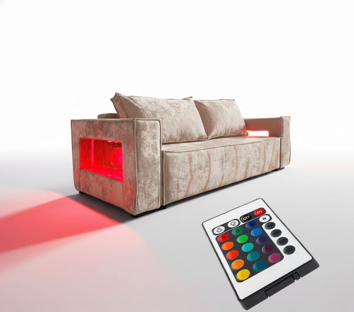 Диван-еврокнижка Лофт Люкс Плюш с подсветкой, 140х195, бежевый