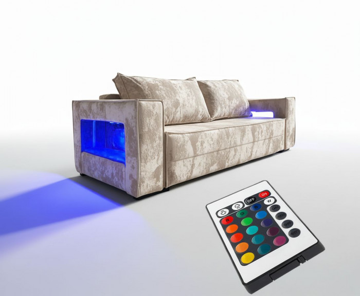 Диван-еврокнижка Лофт Люкс Плюш с подсветкой, 140х195, бежевый