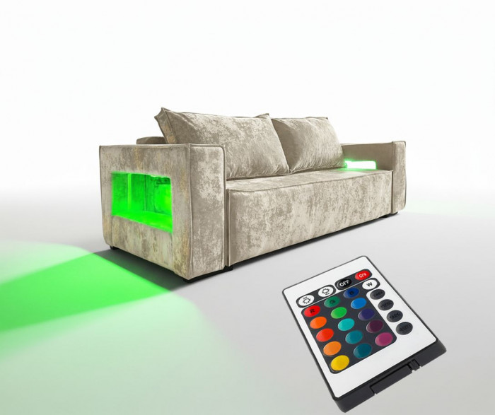 Диван-еврокнижка Лофт Люкс Плюш с подсветкой, 140х195, бежевый