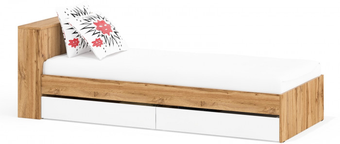 Ксения Кровать с ящиками 0900, дуб вотан/белый