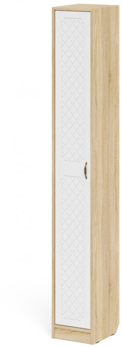 Прихожая П-6-350 Пенал, цвет дуб сонома/фасады МДФ белое дерево фрезеровка ромб, ШхГхВ 30х35х210 см., универсальная сборка