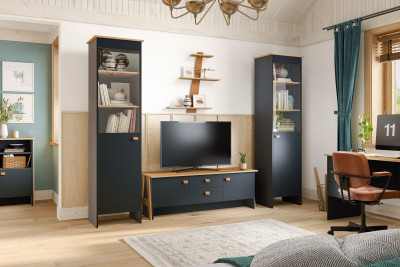 Модульная гостиная "Скандинавия", набор 1 - Антрацит/Дуб наварра