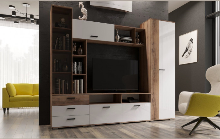 Гостиная Крокус, делано/черный глянец