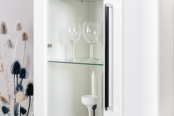 Валенсия Гостиная № 066, цвет ЛДСП белый шагрень/МДФ белый шагрень, ШхГхВ 327,2х38,3х225,2 см., ниша для ТВ 133х38х117 см., универсальная сборка