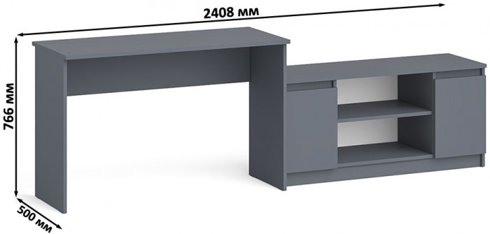 Мори Стол письменный МСП1200.1 + Тумба МТВ1200.1, цвет графит, ШхГхВ 240,8х50х76,6 см., универсальная сборка