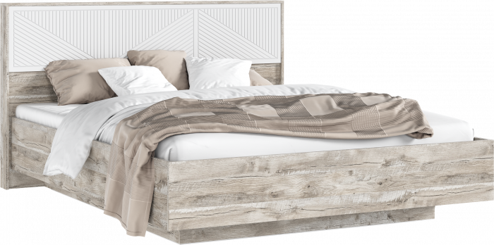 Сильвия Кровать парящая 1,6м с ПМ с подсветкой Браш Вайт/Дуб Юкон, Дуб Юкон