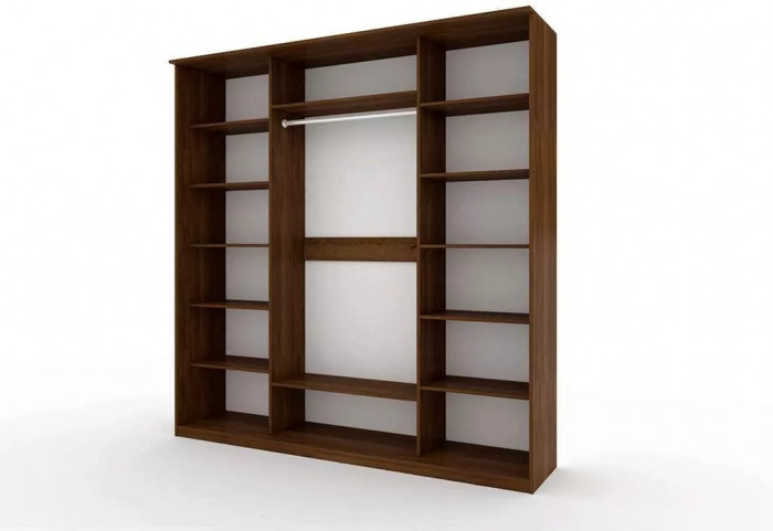 Шкаф купе Модерн 2362х600 4-х дверный 3-х секционный зеркальный с пескоструем №1 венге