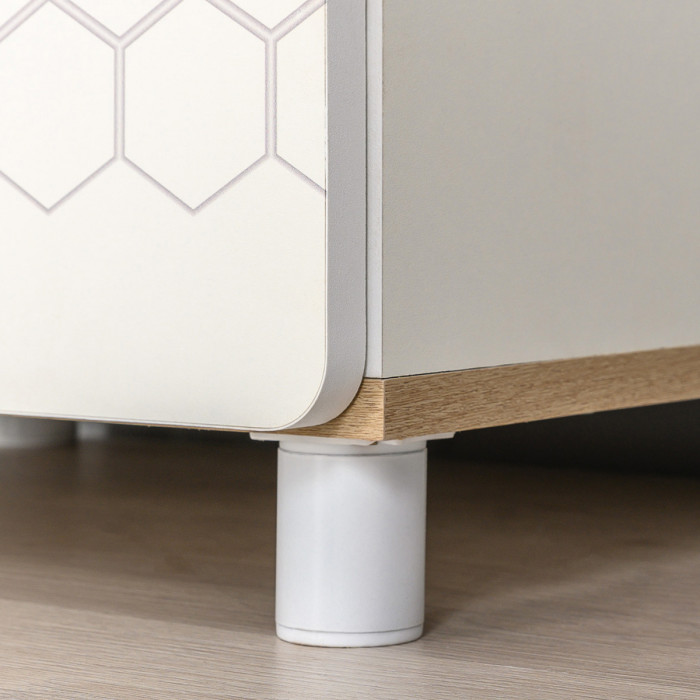 Эйп 11.40 Кровать + 13.322 Комод, цвет белый/дуб белый, сп. м. 800х1600 мм., б/м, основание есть, макс. нагрузка 80 кг., рек. выс. матр. 120 мм.