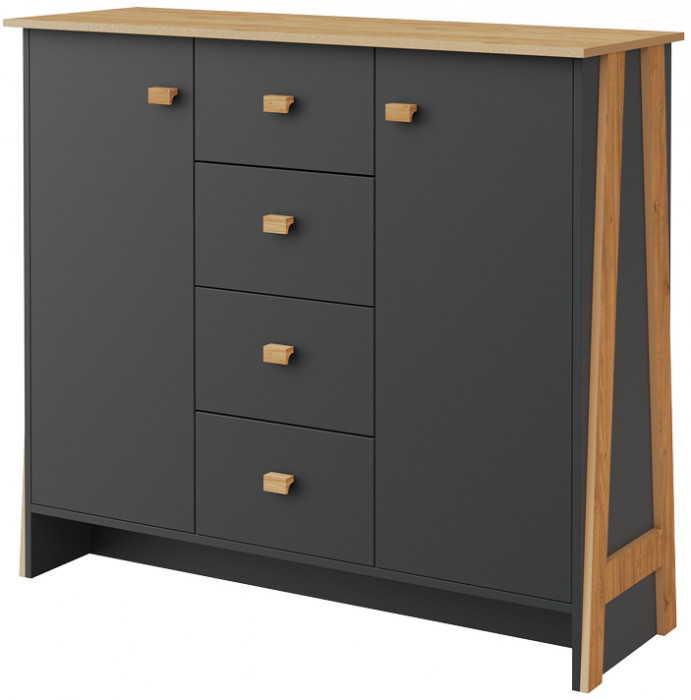 Модульная гостиная "Скандинавия", набор 2 - Антрацит/Дуб наварра