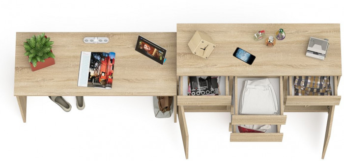 Мори письменный стол МСП1200.1 + Комод МК1200.4, дуб сонома