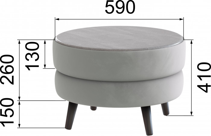 Стол журнальный "Рамус", Светло-серый/МДФ холст белый