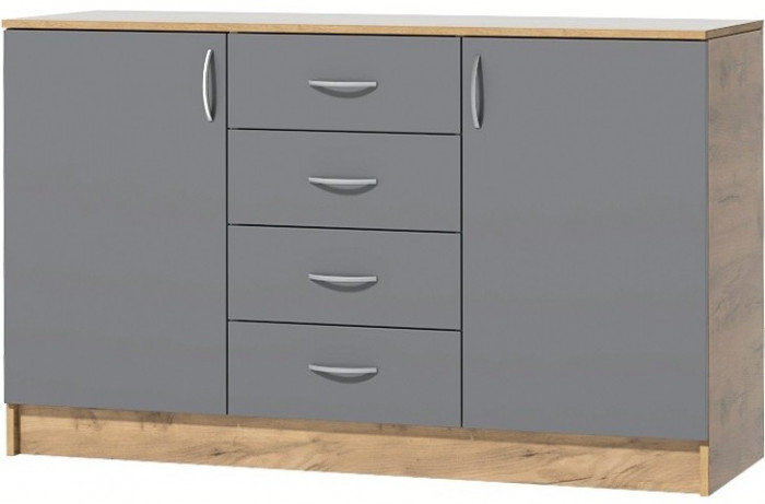 Кэт-7 Комод 2 створки 4 ящика (Крафт золотой / Графит)