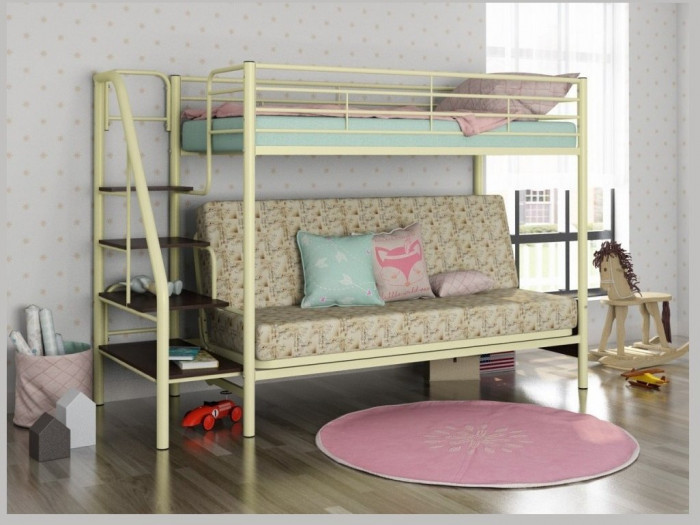 Двухъярусная кровать Мадлен-3 90/120х190 (Гобелен Марки, Слоновая кость)