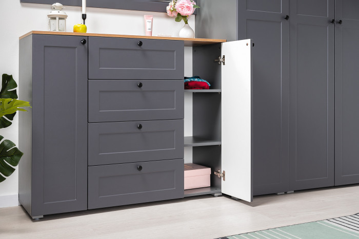 Остин Прихожая 52, цвет серый графит/дуб крафт золотой, ШхГхВ 280х54,3х229,6 см., универсальная сборка