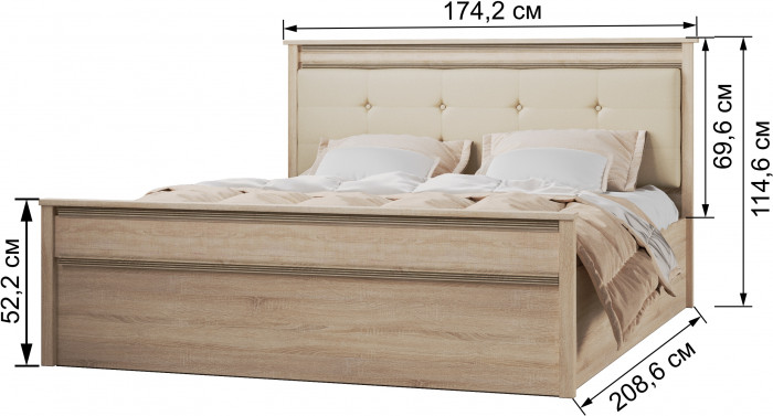 Ливорно Кровать ЛКР-1 (1,6) с ортопедом, Дуб сонома