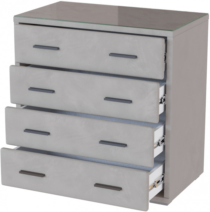 Интерьерный комод со стеклом светло-серый
