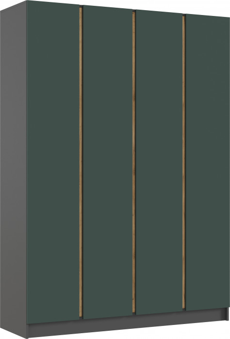 Келвин Шкаф 4-х створчатый 1600, Графит/Изумрудный