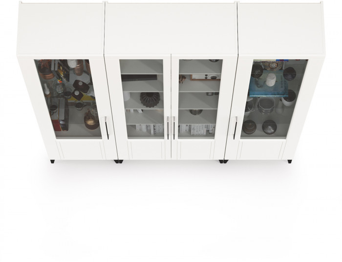 Валенсия Гостиная № 072, цвет ЛДСП белый шагрень/МДФ белый шагрень, ШхГхВ 194,1х38,1х225,2 см.