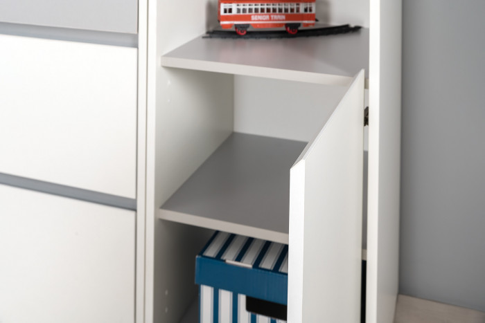 Торонто Компоновка № 01, цвет белый шагрень/стальной серый, ШхГхВ 320х53,1х195,7 см., универсальная сборка