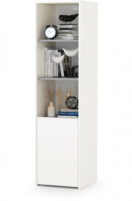 Торонто Компоновка № 01, цвет белый шагрень/стальной серый, ШхГхВ 320х53,1х195,7 см., универсальная сборка