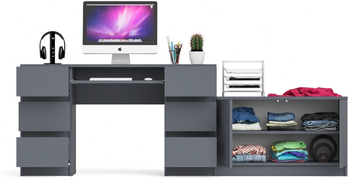 Мори компьютерный стол МС-2 + Тумба МА900.1, графит