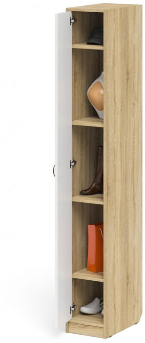 Прихожая П-6-500 Пенал, цвет дуб сонома/фасады МДФ белое дерево фрезеровка прованс, ШхГхВ 30х50х210 см., универсальная сборка