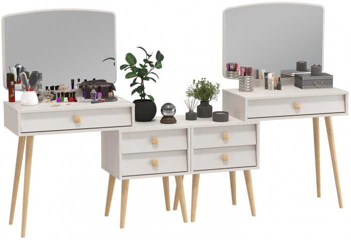 Афина Спальня Трюмо х 2, цвет кашемир серый, ШхГхВ 2х105х38,6х129 см., универсальная сборка