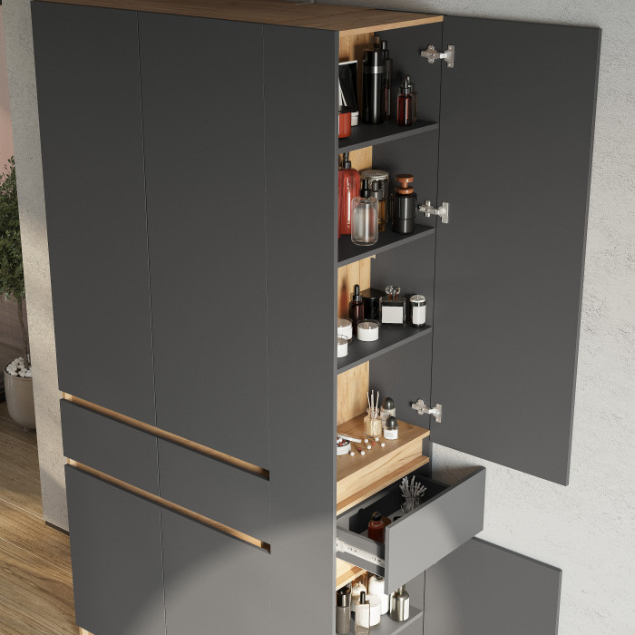 Шкаф стеллаж "Багира" ШК-16 Крафт/Графит