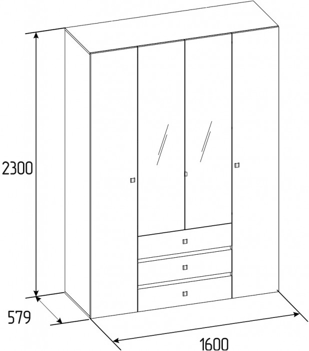 Шкаф для одежды и белья Neo 555, дуб шавиниган