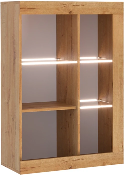 Прага Витрина универсальная ЛДСП, вотан/Черный глянец