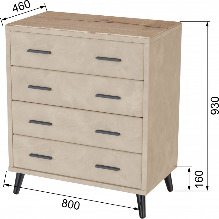 Комод интерьерный Пай бежевый/мдф дуб канадский