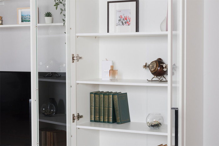 Валенсия Гостиная № 075, цвет ЛДСП белый шагрень/МДФ белый шагрень, ШхГхВ 301,3х38,3х225,2 см., универсальная сборка