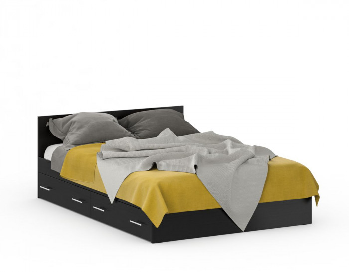 Спальня Стандарт 2-1400Я, цвет венге, ШхГхВ 143,5х203,5х70 + 171,2х81,2х200 см., сп.м. 1400х2000 мм., без матраса, основание есть