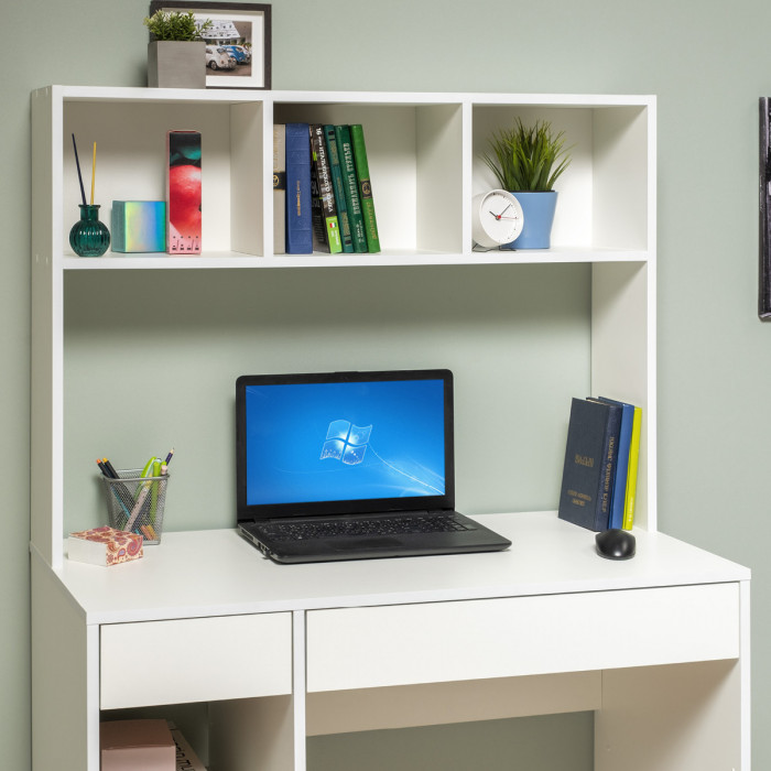 Стол компьютерный Комфорт 12.77F, цвет белый шагрень, ШхГхВ 100х49,8х147 см., универсальная сборка