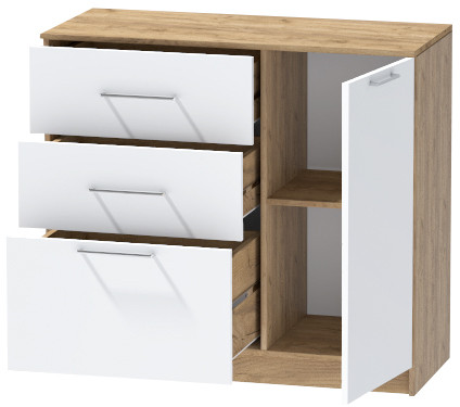 Комод №2 "Иннэс-7", Белый/Крафт золотой