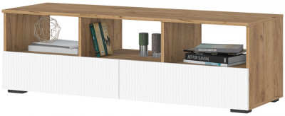 Хелен ТБ 02 Тумба ТВ (1,402х0,442х0,460) белый супермат/дуб крафт золото