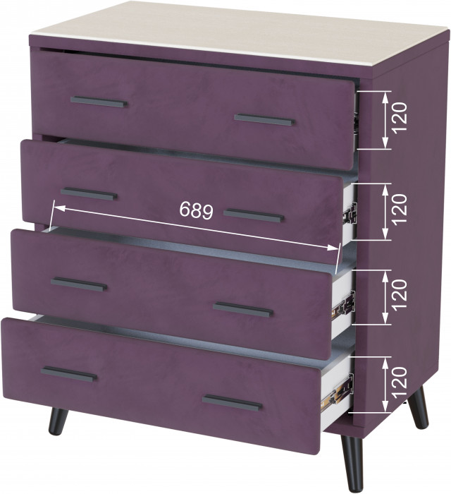 Комод интерьерный Пай винный/мдф клен кремовый