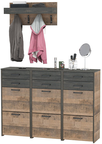 Трувор Прихожая 154, цвет дуб гранж песочный/интра, ШхГхВ 150х37х195 см.