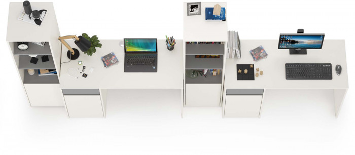 Торонто Компоновка № 07, цвет белый шагрень/стальной серый, ШхГхВ 320х53,1х149,7 см., универсальная сборка