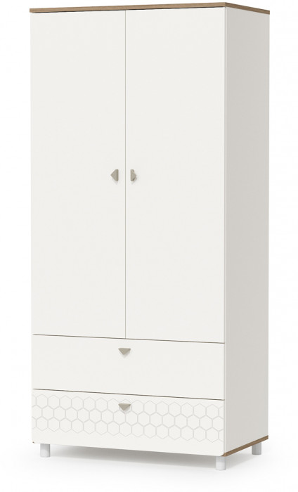 Эйп 13.334 Шкаф для одежды + 13.14 Стеллаж, цвет белый/дуб белый, ШхГхВ 138х51,1х183,8 см., универсальная сборка