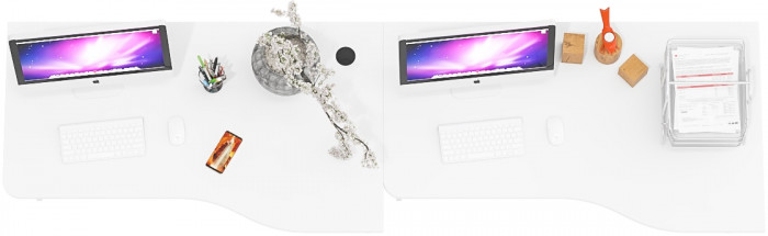 Два стола письменных С-МД-1-04, цвет белый шагрень, ШхГхВ 260х75х74 см., универсальная сборка